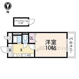 十一屋ブラウンシュガービル 1Kの間取図画像