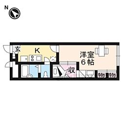 レオパレスパストラーレ2 1Kの間取図画像