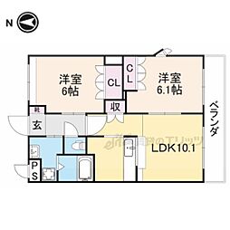シャルマン 2LDKの間取図画像