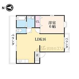 モクメハイツ 1LDKの間取図画像