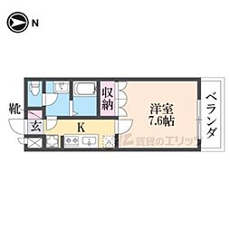 アニバーサリー 1Kの間取図画像