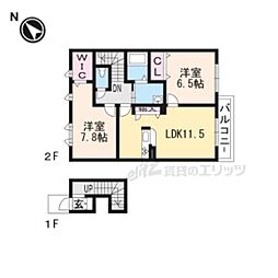 シャーメゾンMIZUKI 2LDKの間取図画像