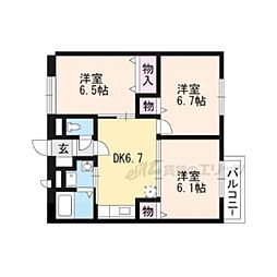 エレガンスコート舞 3DKの間取図画像