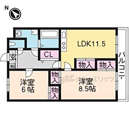 ヴィラフェリス 2LDKの間取図画像