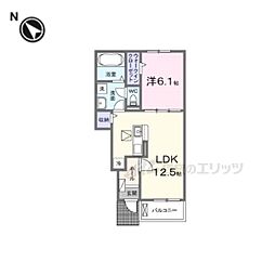 プロムナード東近江I・II 1LDKの間取図画像