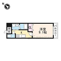 プライムオーク 1Kの間取図画像