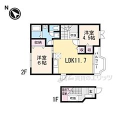 クレストールナイキ 2LDKの間取図画像