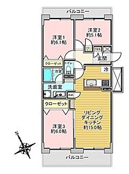 パシフィック星置ヒルズ 3LDKの間取図画像