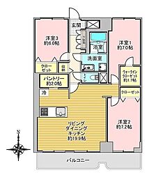 シャルム北4条 3LDKの間取図画像