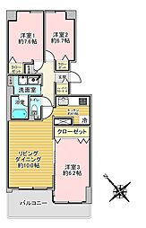 ヴィルヌーブ旭ケ丘 3LDKの間取図画像
