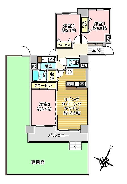 3LDK 間取り
