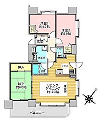 ライオンズマンション伏見壱番館 3LDKの間取図画像