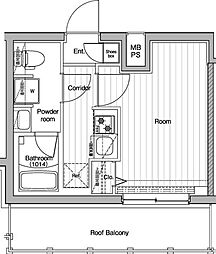 プレミアムキューブ川崎 4階1Kの間取り