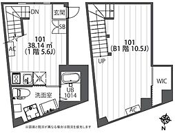 パークサイド戸越公園 1階1DKの間取り