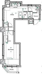 ARTESSIMO LINK BE’RIS 7階1DKの間取り