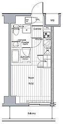 プレミアムキューブＧ西大井 7階1Kの間取り