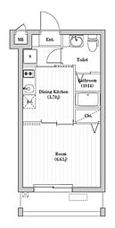 アーバンパーク六町 1階1DKの間取り