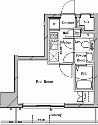 ラフィスタ横浜阪東橋I 7階1Kの間取り