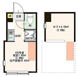 ハーモニーテラス中十条III 105 1階ワンルームの間取り