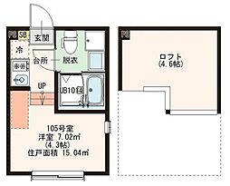 メゾン・ド・ハル 1階ワンルームの間取り