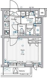 PREMIUMCUBE中野 1Kの間取図画像