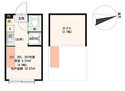 ハーモニーテラス新小岩3 ワンルームの間取図画像