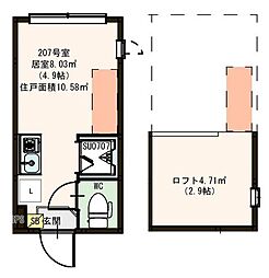 ハーモニーテラス町屋5 ワンルームの間取図画像