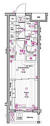 THEPREMIUMCUBEG東中野 1DKの間取図画像