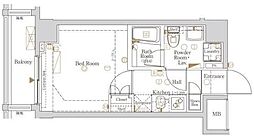 プレセダンヒルズ門前仲町 1Kの間取図画像