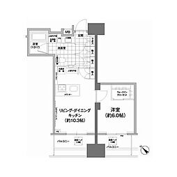 パークハビオ武蔵小山 1LDKの間取図画像