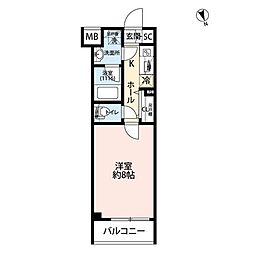 プレール・ドゥーク高井戸 1Kの間取図画像