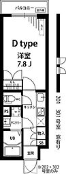 リブリ・K&W上池台 1Kの間取図画像