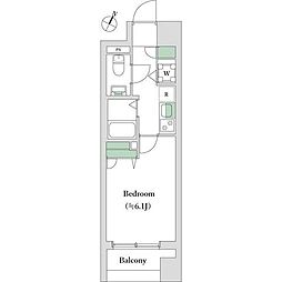 エクセリア日本橋箱崎 1Kの間取図画像