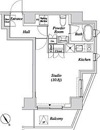 カーサスプレンディッド小石川 ワンルームの間取図画像