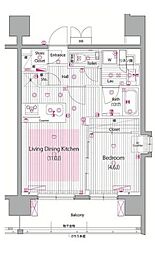 ガーラ・プレシャス渋谷 1LDKの間取図画像