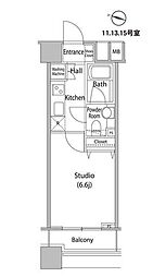 ファーストリアルタワー新宿 1Kの間取図画像