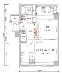 ハーモニーレジデンス東京イーストコア 1LDKの間取図画像