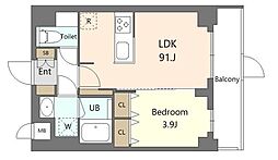 S-RESIDENCE北綾瀬awesome 1LDKの間取図画像