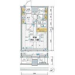 プレール・ドゥーク早稲田3 1Kの間取図画像