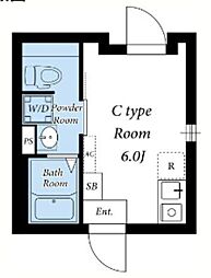 キャッスル廣瀬若林 ワンルームの間取図画像