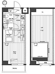 プレミアムキューブG北新宿 1Kの間取図画像