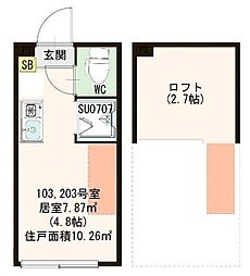 ハーモニーテラス中板橋3 ワンルームの間取図画像