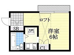 JR大阪環状線 玉造駅 徒歩4分の賃貸マンション 5階1Kの間取り