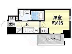 JR大阪環状線 寺田町駅 徒歩3分の賃貸マンション 8階1Kの間取り