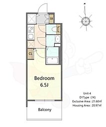 S-RESIDENCE高井田beleta 8階1Kの間取り
