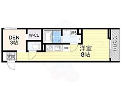 S-MOVE緑橋2 1階ワンルームの間取り