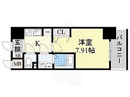 Osaka Metro谷町線 谷町四丁目駅 徒歩3分の賃貸マンション 7階1Kの間取り