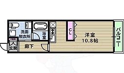 JR大阪環状線 玉造駅 徒歩5分の賃貸マンション 6階ワンルームの間取り