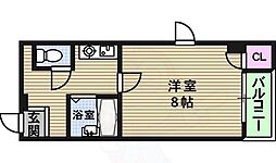 Osaka Metro谷町線 天満橋駅 徒歩5分の賃貸マンション 3階1Kの間取り