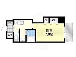 近鉄大阪線 布施駅 徒歩4分の賃貸マンション 7階1Kの間取り